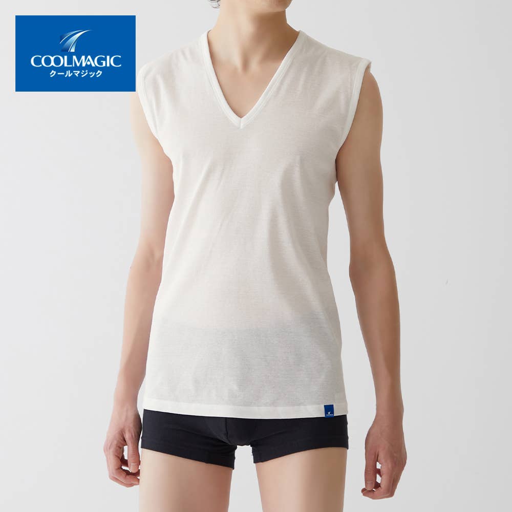 【100%天然冷感】Vネックスリーブレスシャツ(V首)