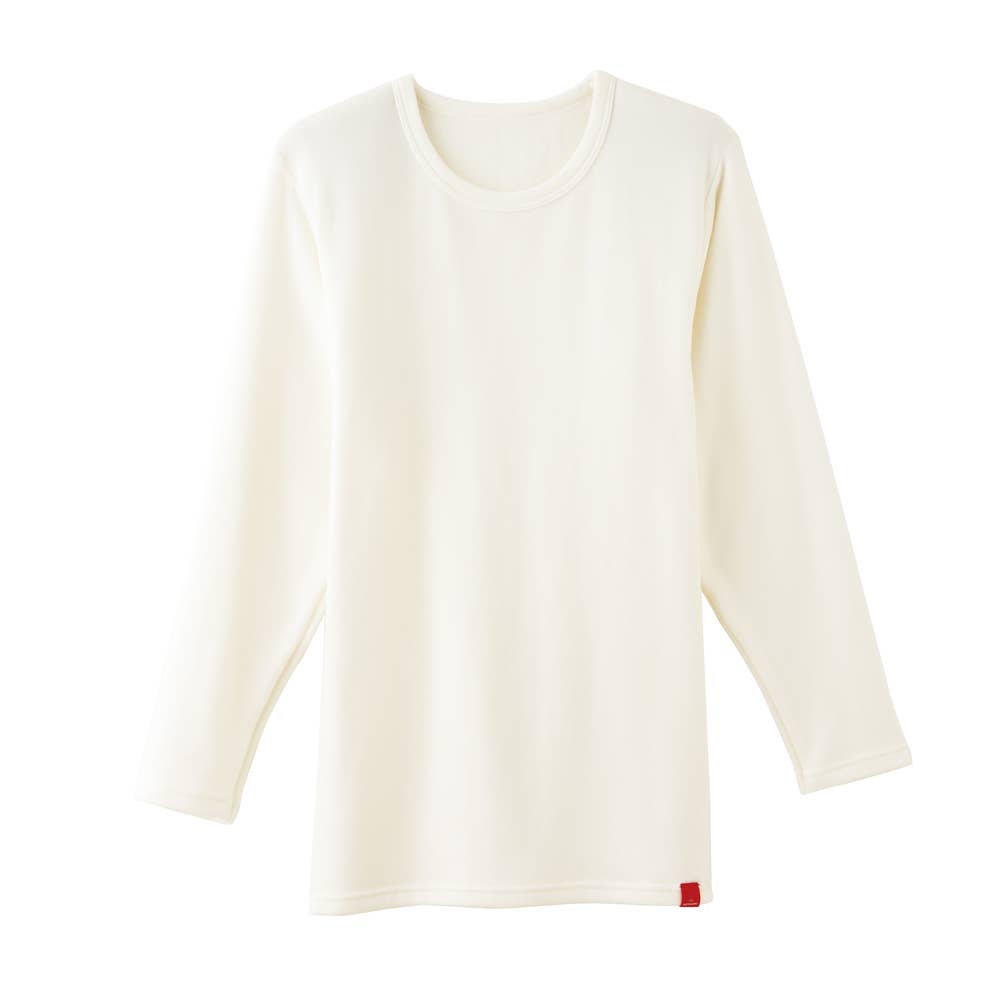 【寒さ知らず】長袖クルーネックシャツ（丸首）（9分袖） MH0708R オフホワイト