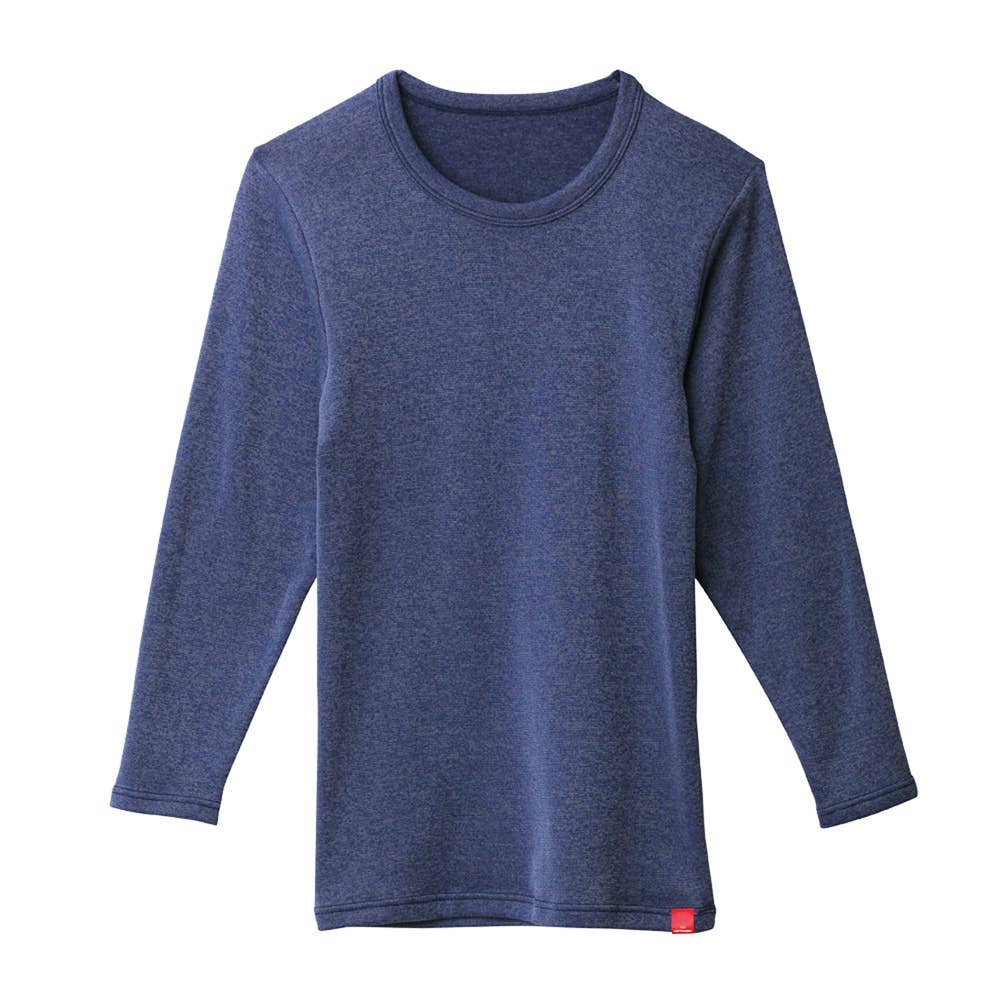 【寒さ知らず】長袖クルーネックシャツ（丸首）（9分袖） MH0708R ネービーモク