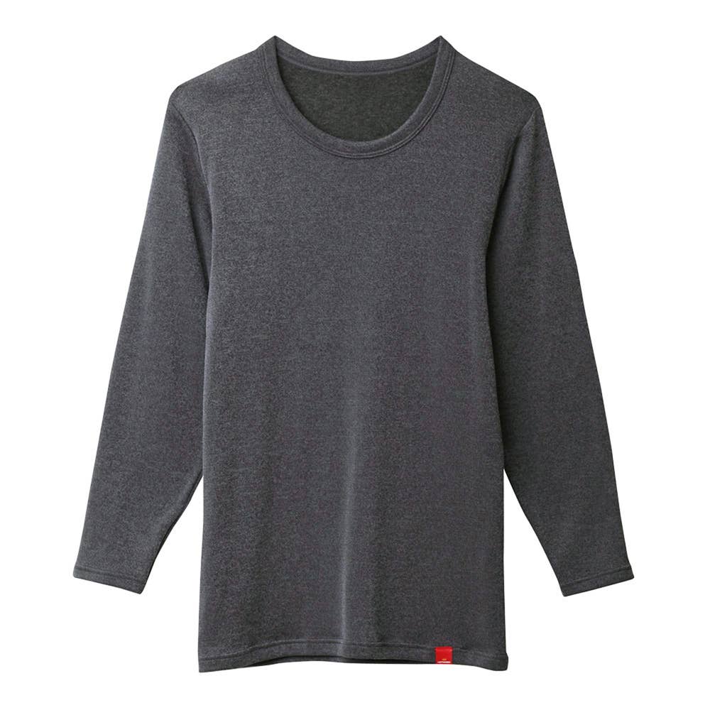 【寒さ知らず】長袖クルーネックシャツ（丸首）（9分袖） MH0708R ブラックモク