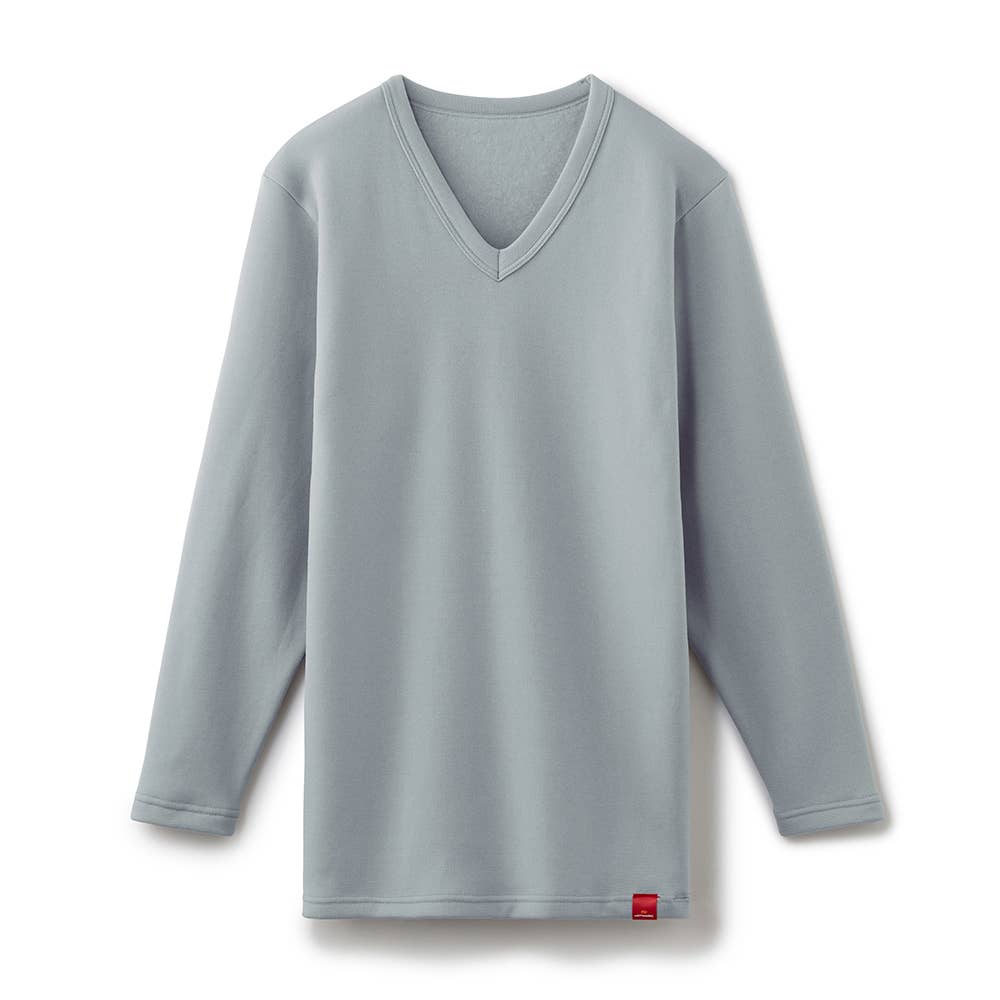 【寒さ知らず】Ｖネックロングスリーブシャツ【SALE】 MH0709A グレー