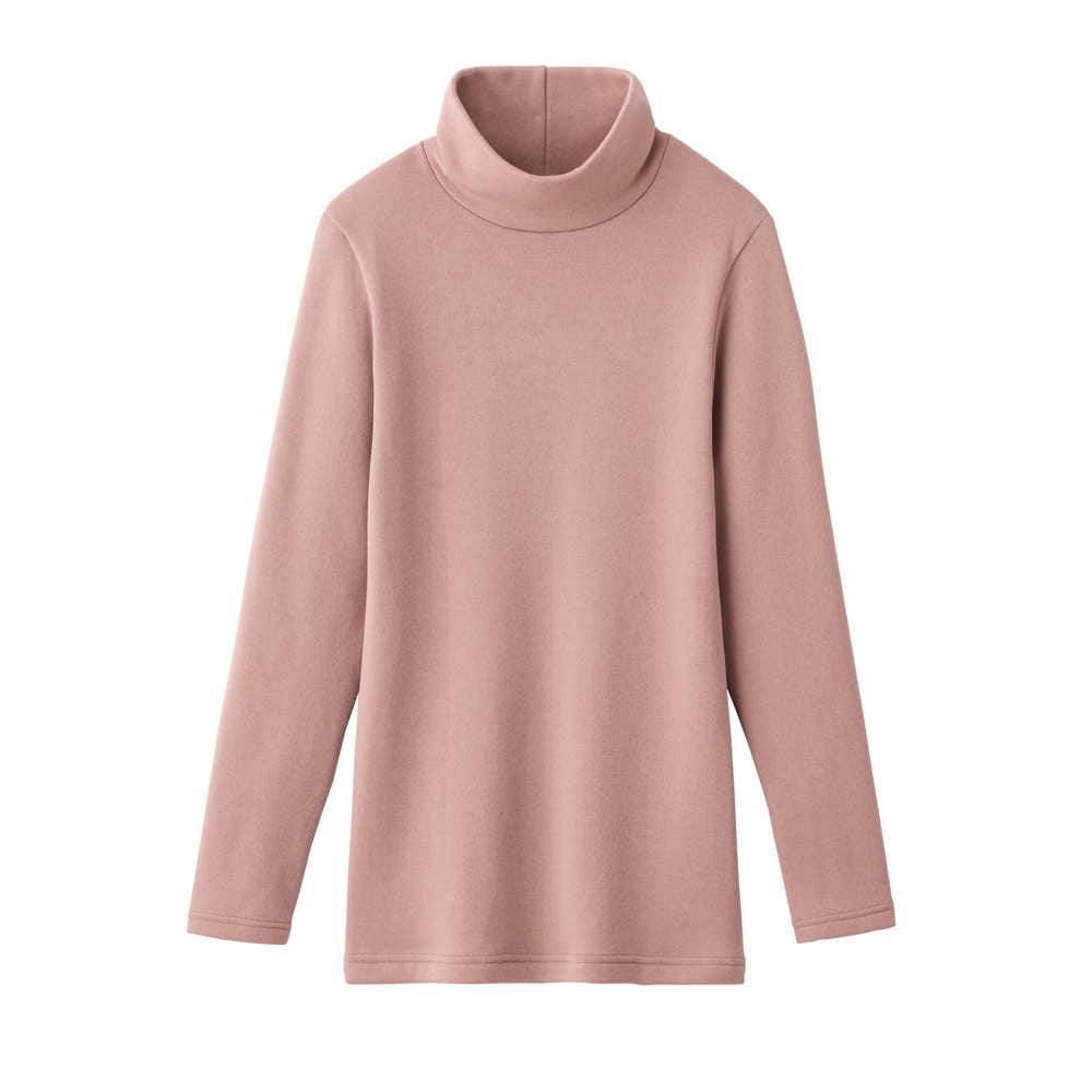 【寒さ知らず】ハイネック長袖Ｔシャツ MH5645K オフピンク