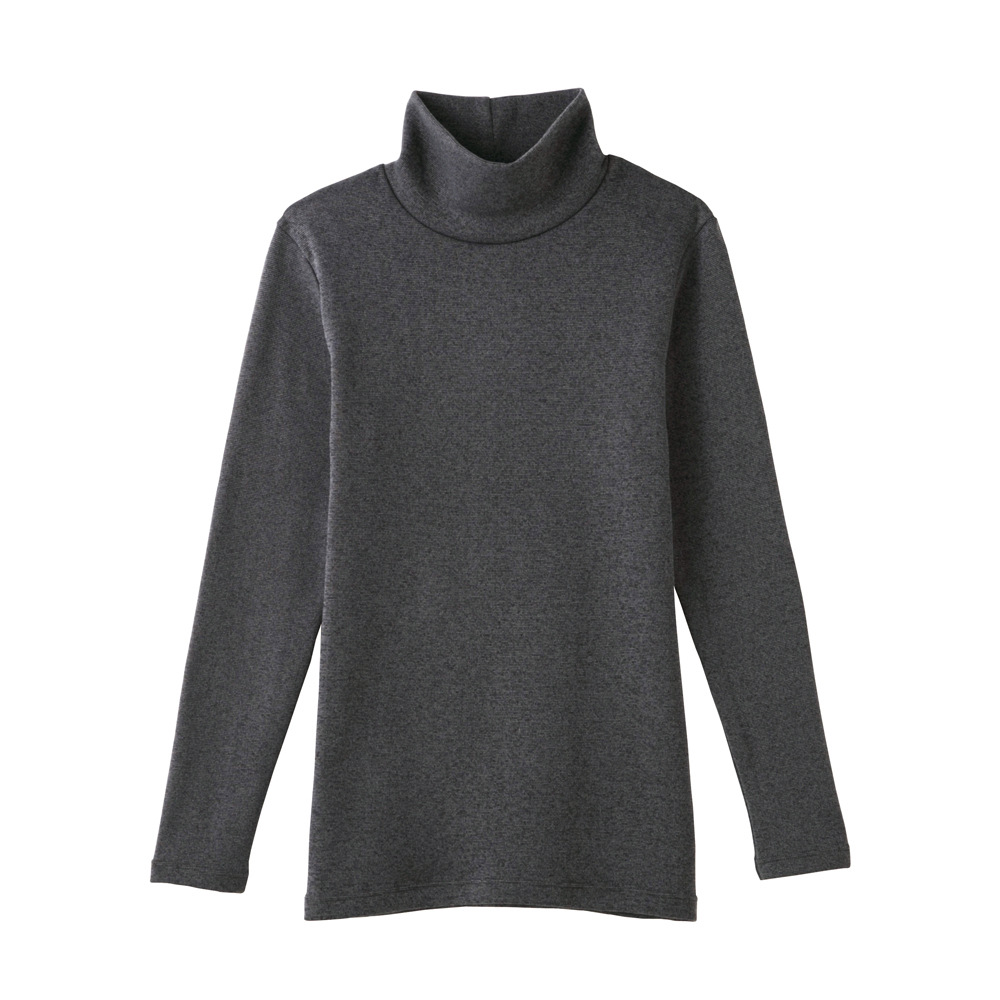 【寒さ知らず】ハイネック長袖Ｔシャツ MH5645K ブラックモク