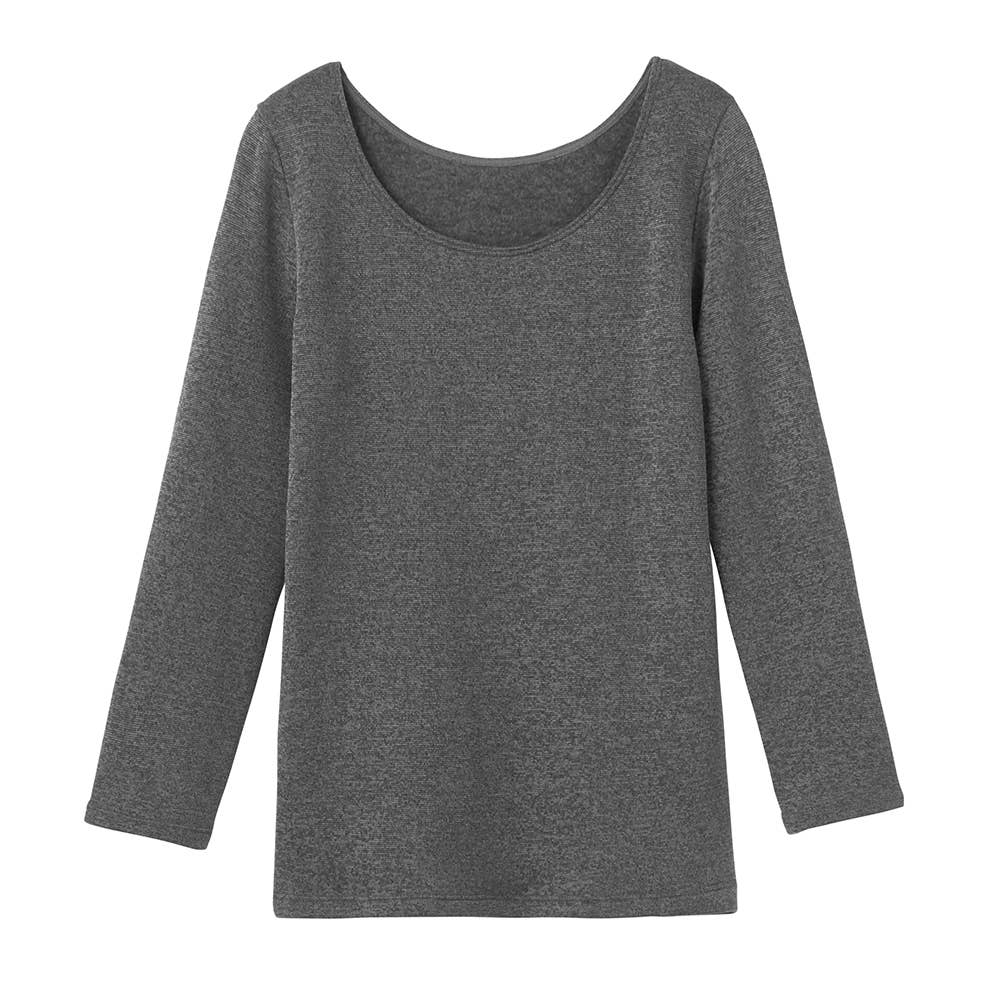 【寒さ知らず】8分袖インナー(えりあき広め) MH5647K ブラックモク