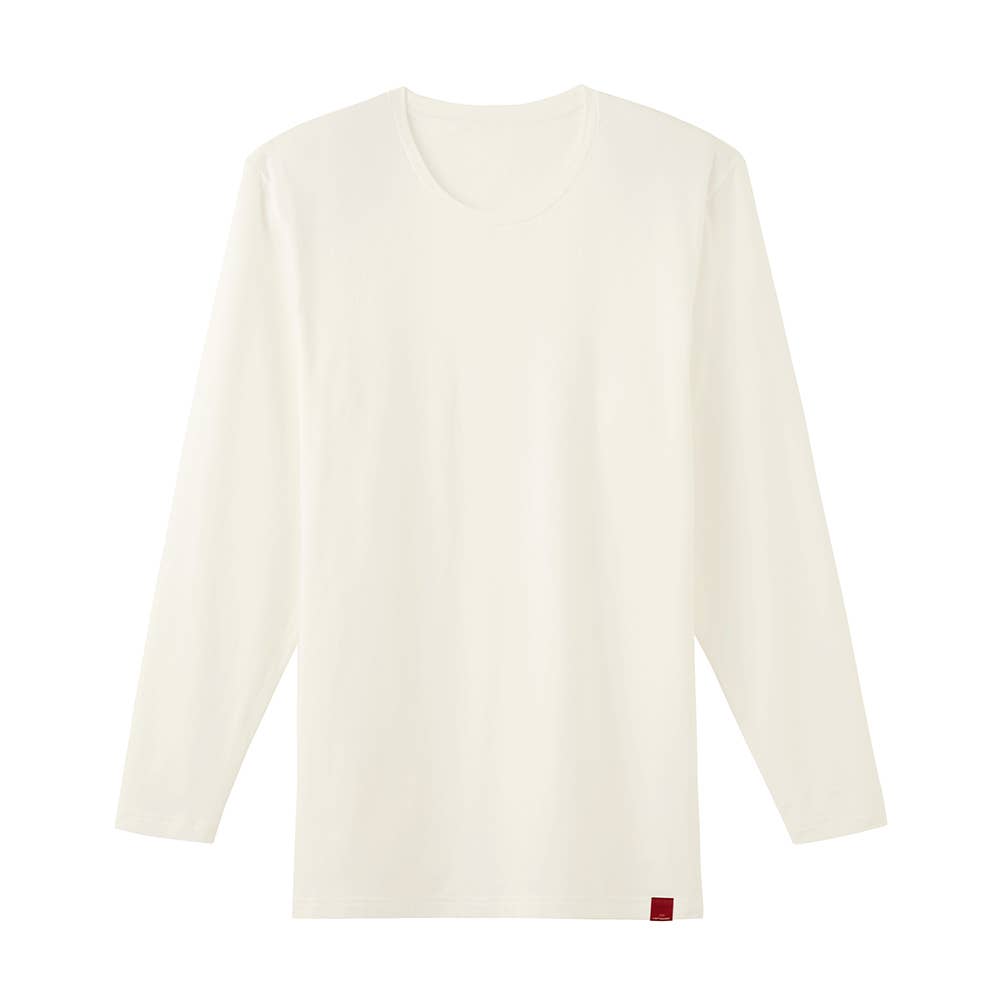 【綿のチカラ】長袖クルーネックシャツ（丸首）(9分袖) MHA108B ホワイト