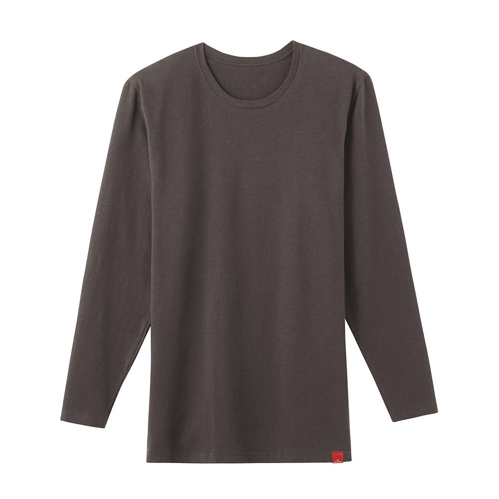 【綿のチカラ】長袖クルーネックシャツ（丸首）(9分袖) MHA108B チャコールグレー