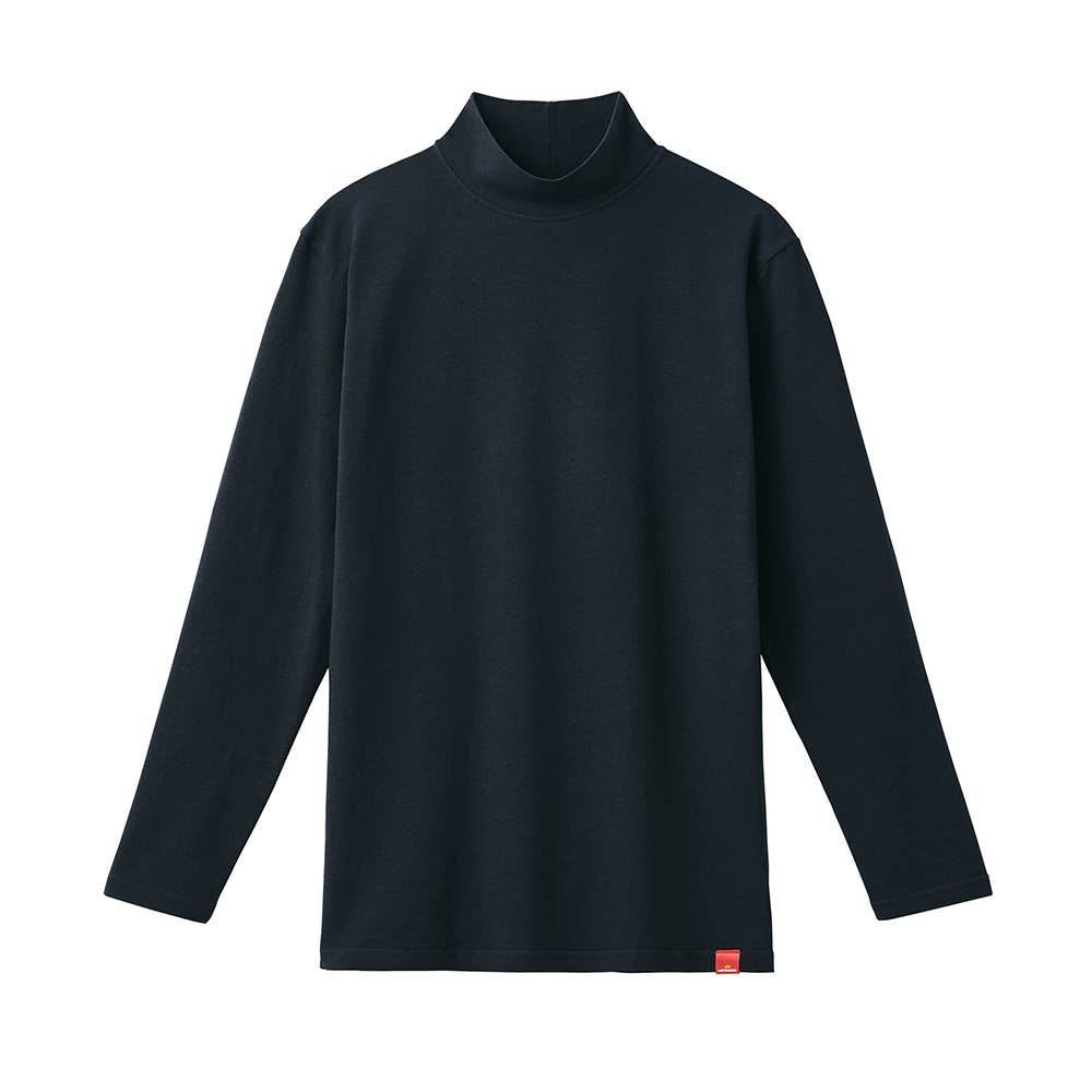 【綿のチカラ】長袖ハイネックシャツ MHA110B ブラック