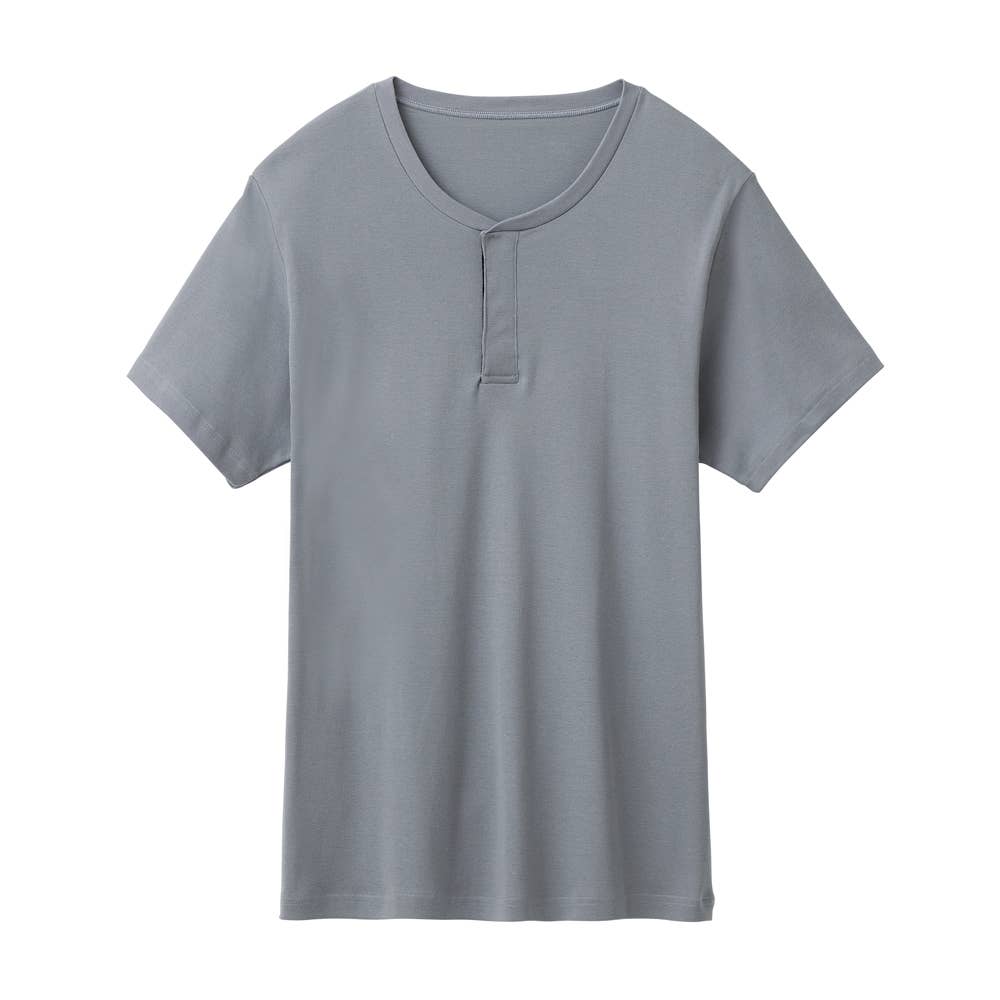 綿100％【着替えが楽】半袖ワンタッチシャツ