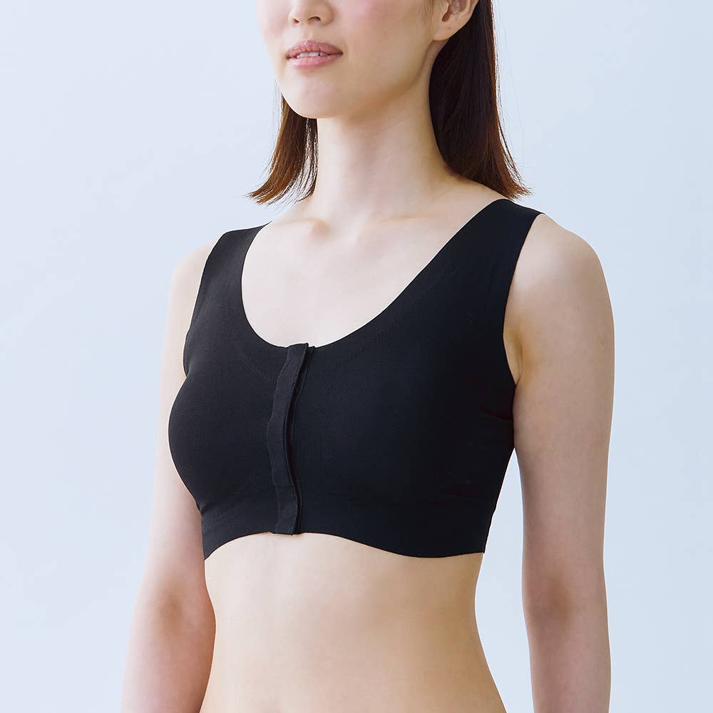 【さらっとタイプ】前開きハーフトップ NP2055 ブラック