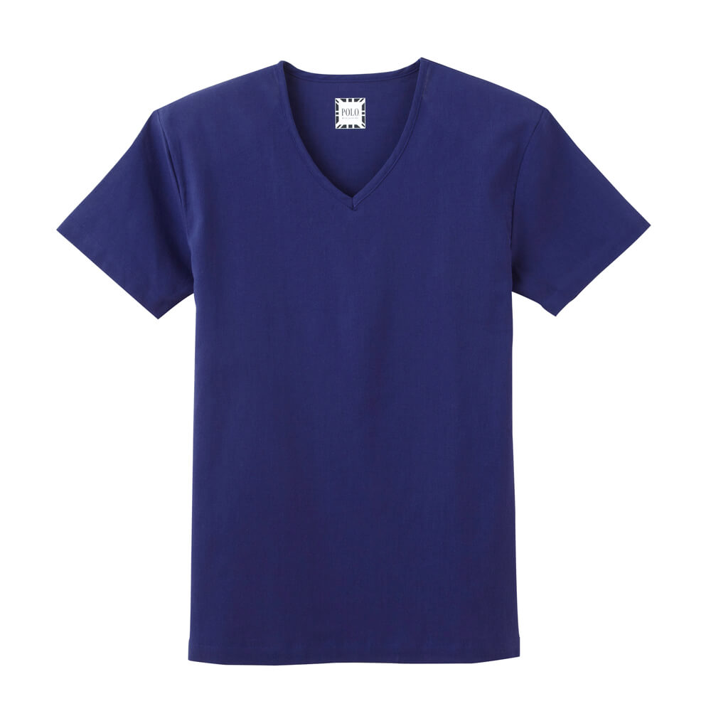 Vネックｔシャツ ｖ首 メンズ M コバルトブルー メンズ