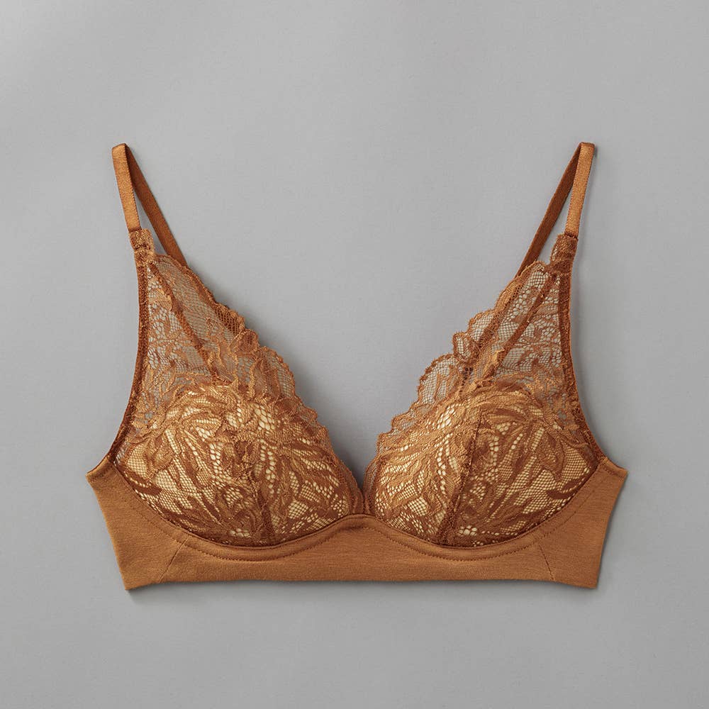 【エシカルレース】ノンワイヤーブラジャー【SALE】 SA4055 マロン