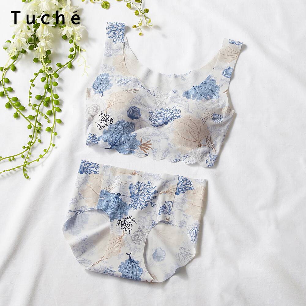 ＜GUNZE グンゼ＞ Tuche(トゥシェ) 【ネット限定お得セット】らくちん可愛い縫い目ゼロ 上下セットD（レディース） パープルホワイト L