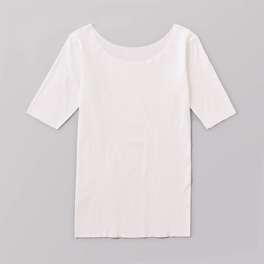 RIB CUTOFF】5分袖インナー(汗取り付き) TC2848P :レディース