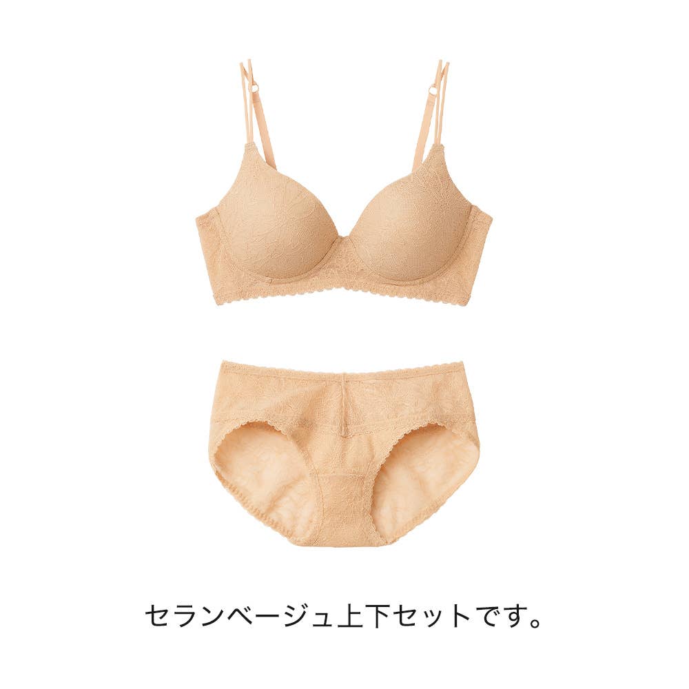 ベージュ コルセット ショーツ セット セール】チェック柄コルセットデザインノンワイヤーブラ