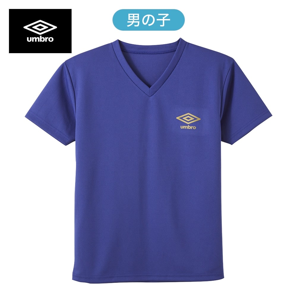 ＜GUNZE グンゼ＞ キッズ umbro(アンブロ) VネックTシャツ（男の子） ブラック 140画像