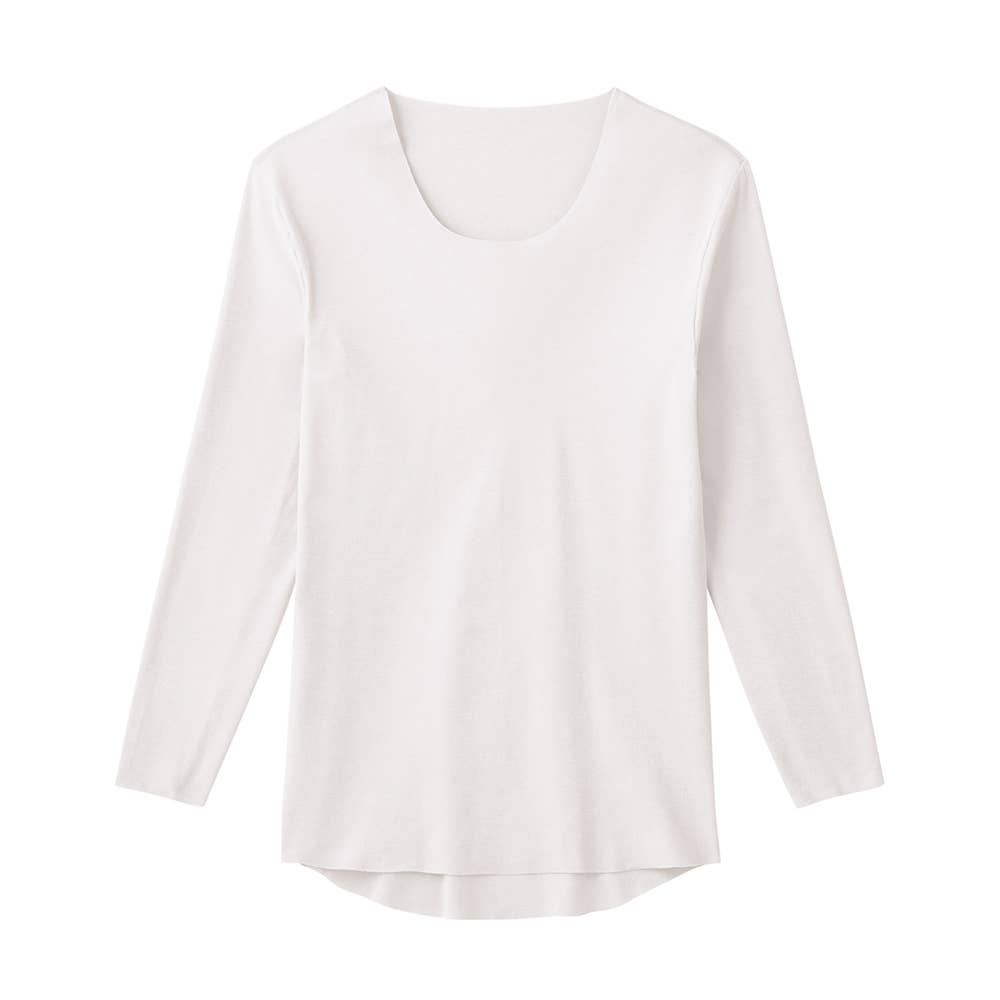 【NEXTRA WARM】長袖クルーネックシャツ（丸首） YN7208 ホワイト