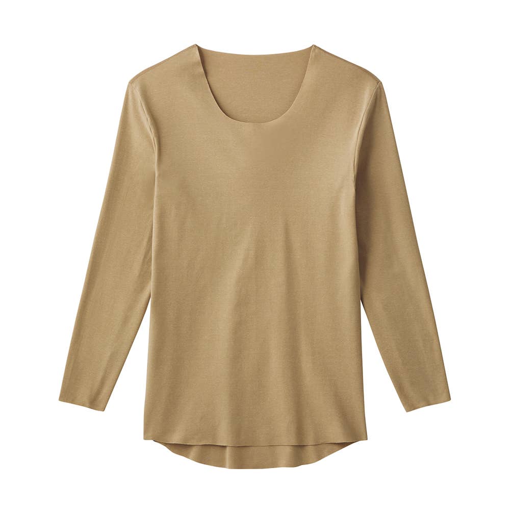 【NEXTRA WARM】長袖クルーネックシャツ（丸首） YN7208 クリアベージュ