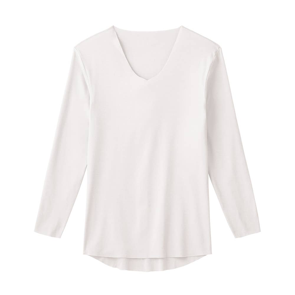 【NEXTRA WARM】長袖Vネックシャツ（V首） YN7209 ホワイト