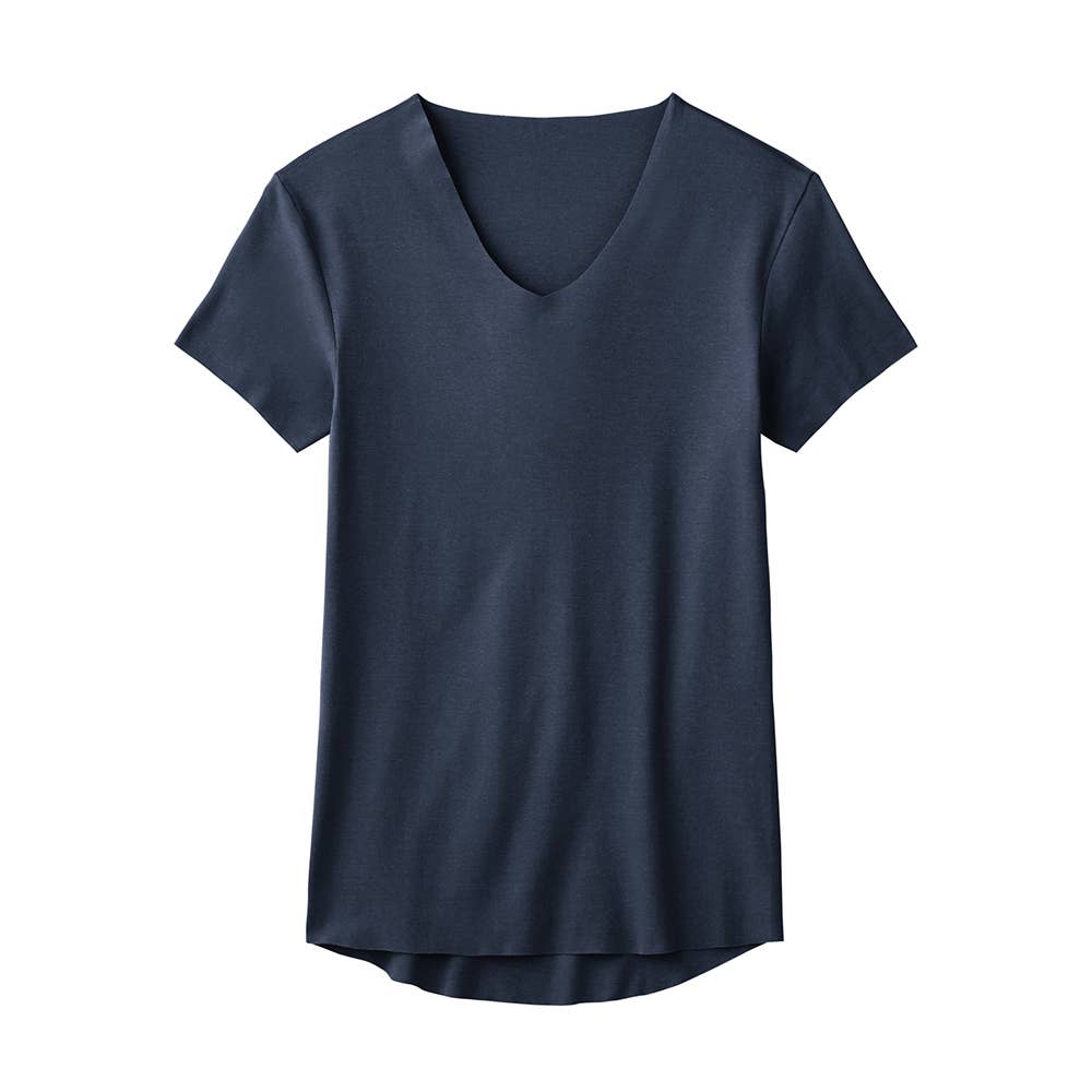 【NEXTRA WARM】半袖Vネックシャツ（V首） YN7215 インクネービー