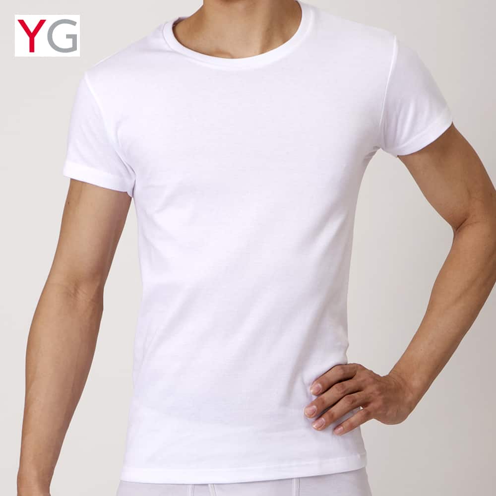 ホワイト クルーネックTシャツ(ボクシーフィット)