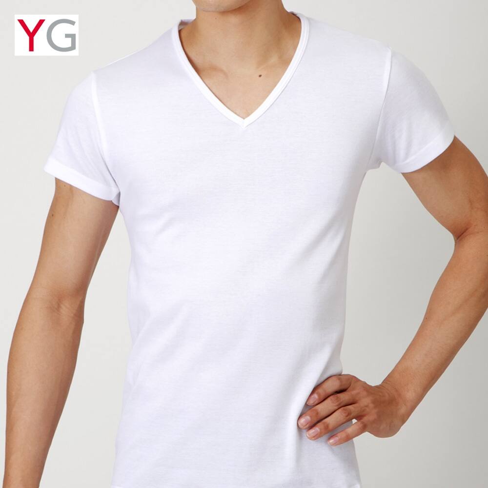  YG(ワイジー) VネックTシャツ(メンズ)【まとめ買い対象】 グレーモク LL