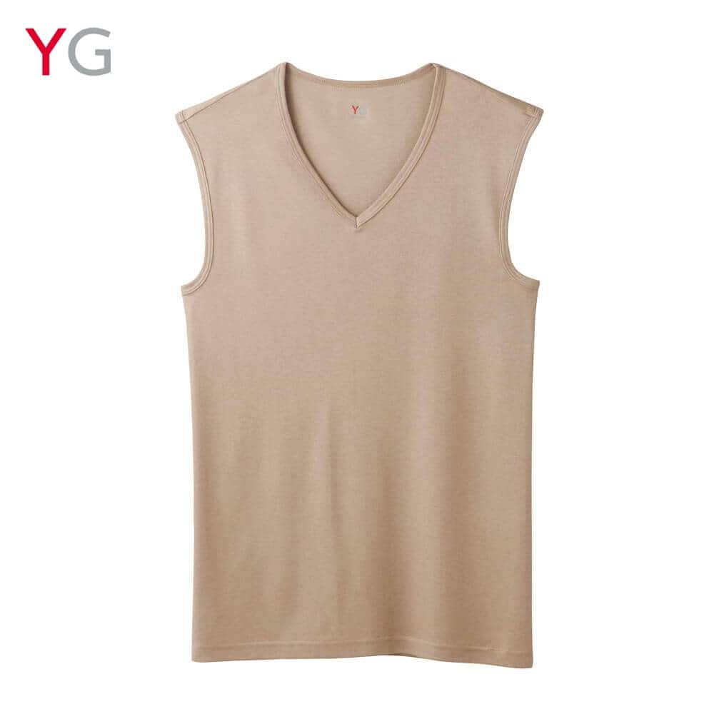  YG(ワイジー) 【DRY＆DEO】Vネックスリーブレスシャツ(メンズ) ネービーブルー L