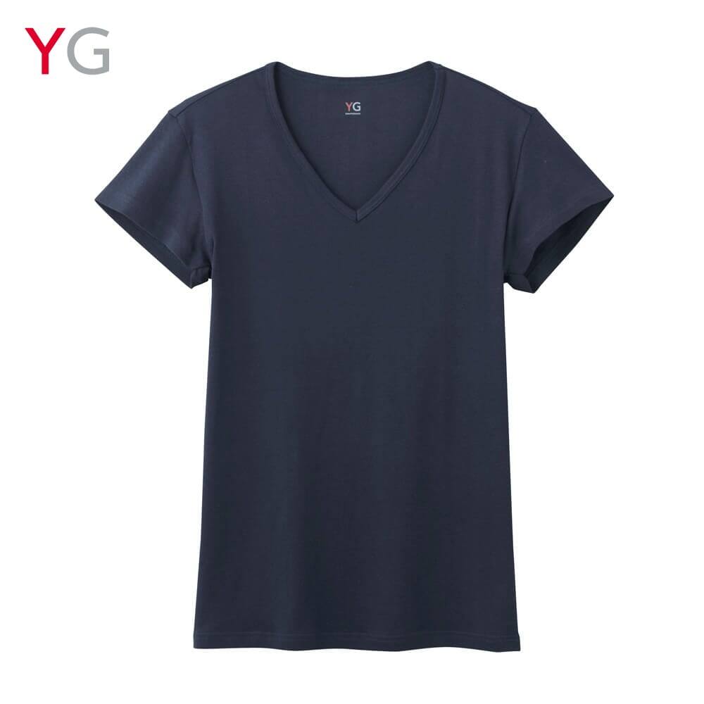  YG(ワイジー) 【COTTON COOL】VネックTシャツ(短袖)(メンズ) ディープブルー LL