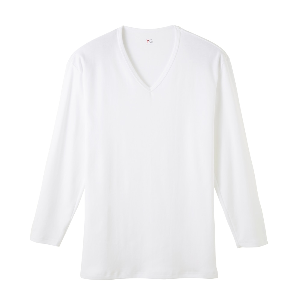 ダブルホット ｖネック９分袖シャツ メンズ Sale M ホワイト メンズ