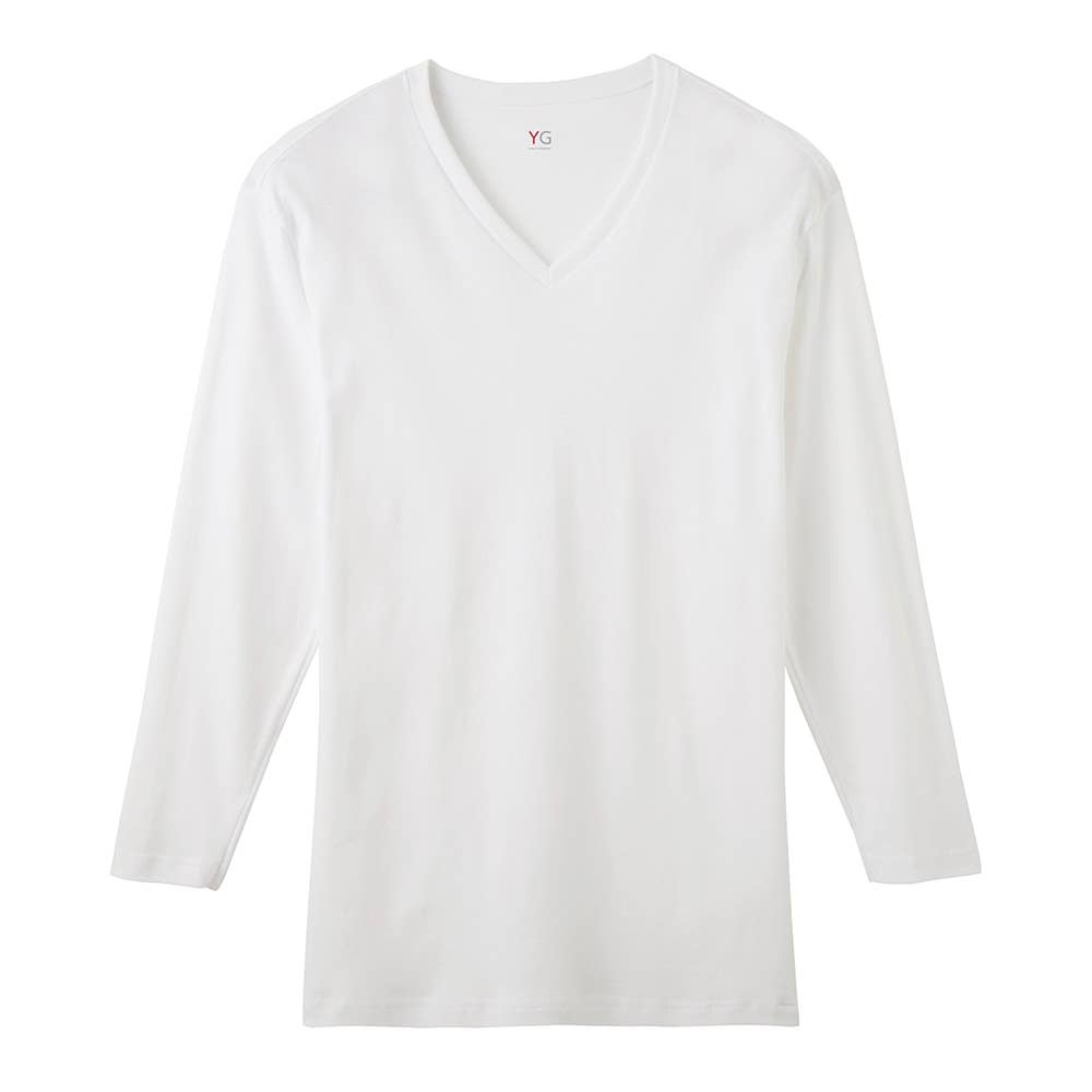 Hot On Cotton ｖネック９分袖シャツ メンズ Yv0909 メンズ