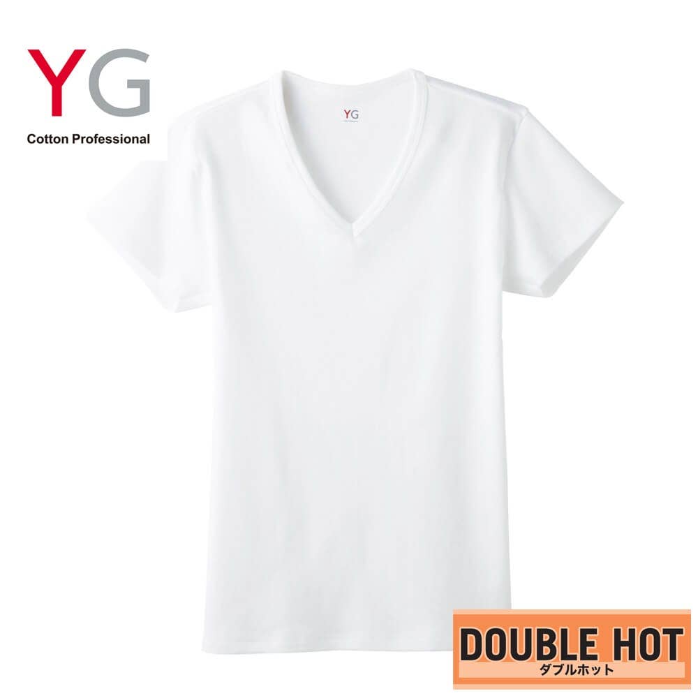 ﾚｰﾖﾝ混doublehot Vネックtシャツ ｖ首 メンズ Sale M ホワイト メンズ