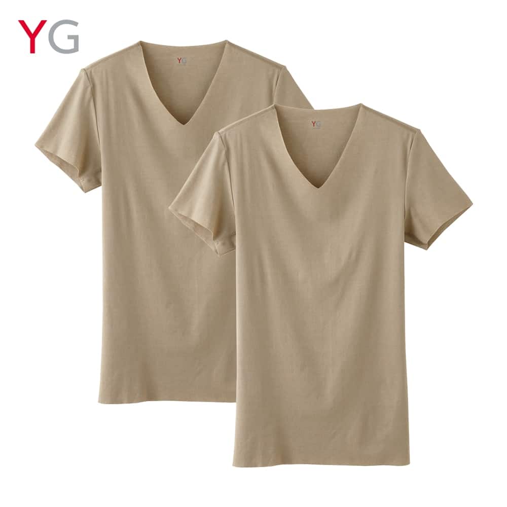  YG(ワイジー) 【CUT OFF】【旅行用タイプ】VネックTシャツ2枚組(V首)(メンズ) ホワイト M
