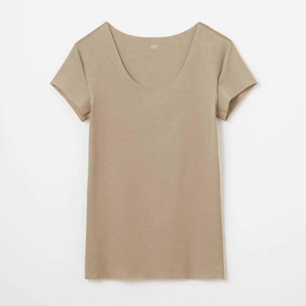 【ネット限定２枚セット】【Ｔシャツ専用】綿リッチ・汗取りパッド付きクルーネック（短袖）【送料無料】 YV1577EC クリアベージュ