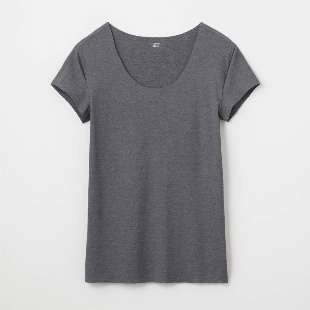 【Tシャツ専用】綿リッチ・汗取りパッド付きクルーネック(短袖)【まとめ買い割対象】 YV1577Q ブラックモク