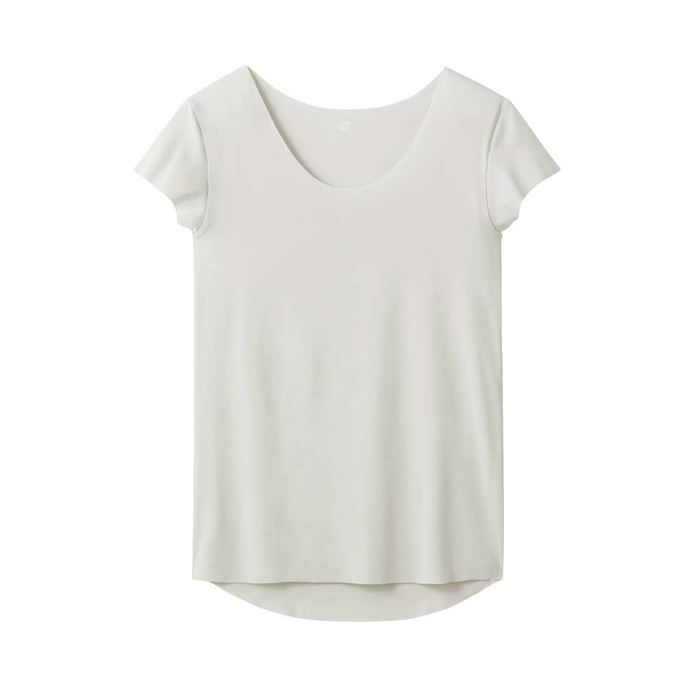 【Ｔシャツ専用(ゆったりタイプ)】汗取りパッド付きボートネックシャツ（短袖） YV2412 ライトグレー