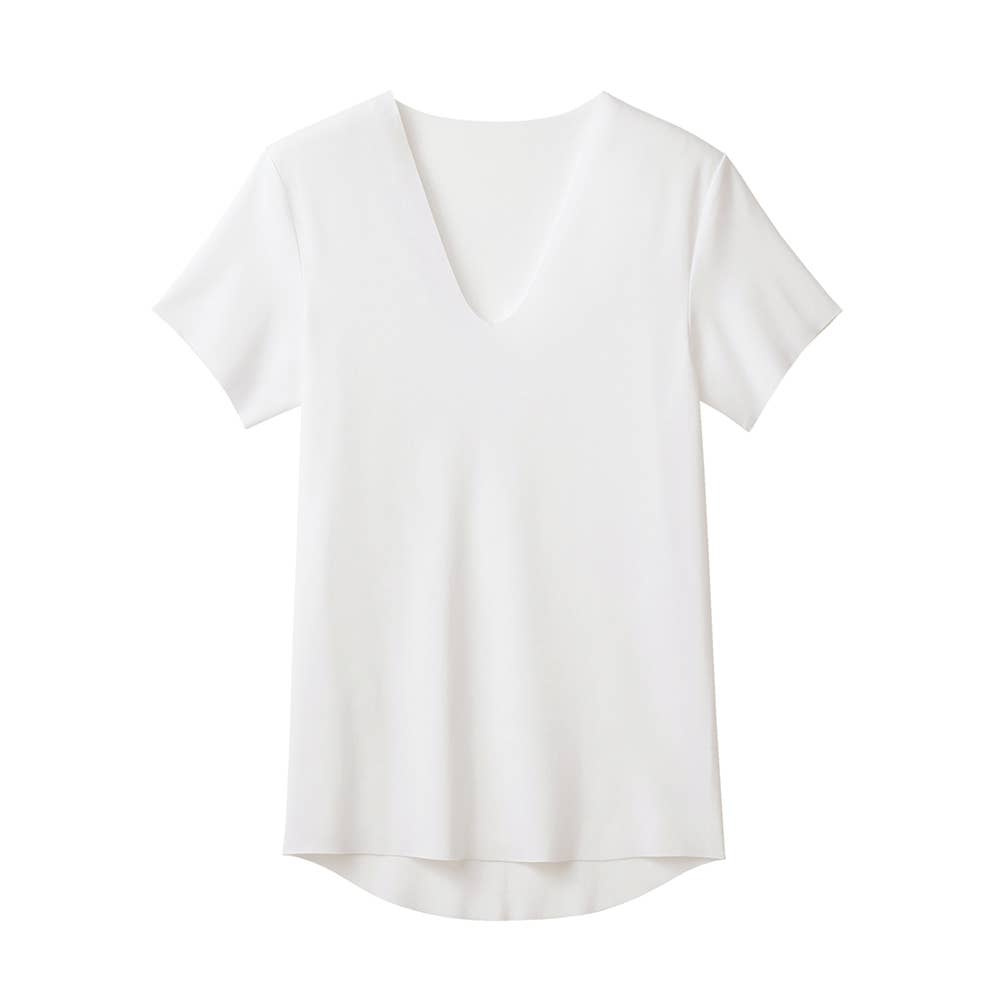 【カットオフ】ＶネックＴシャツ(V首) YVC015A ホワイト