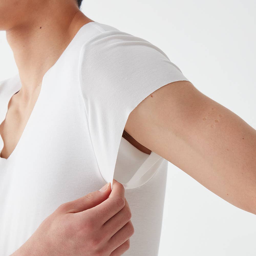 【汗取りパッド付き】VネックTシャツ(深めのV首)(短袖) YVD012A E3