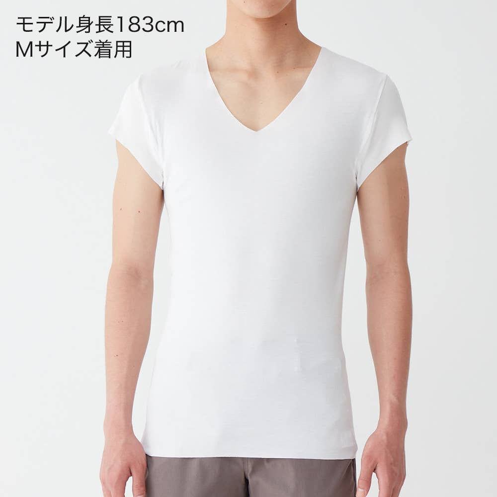 【汗取りパッド付き】VネックTシャツ(深めのV首)(短袖) YVD012A E4