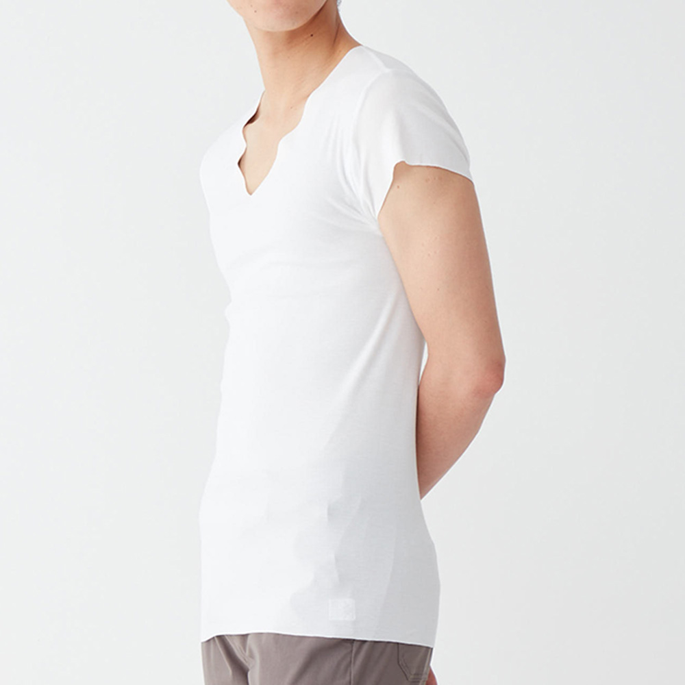 【汗取りパッド付き】VネックTシャツ(深めのV首)(短袖) YVD012A E5