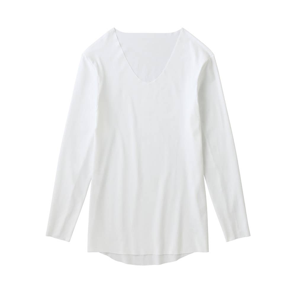 【NEXTRA WARM】長袖Vネックシャツ（V首） YVE009A ホワイト