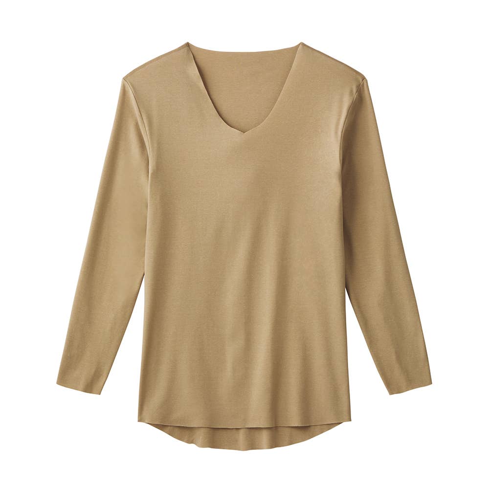 【NEXTRA WARM】長袖Vネックシャツ（V首） YVE009A クリアベージュ