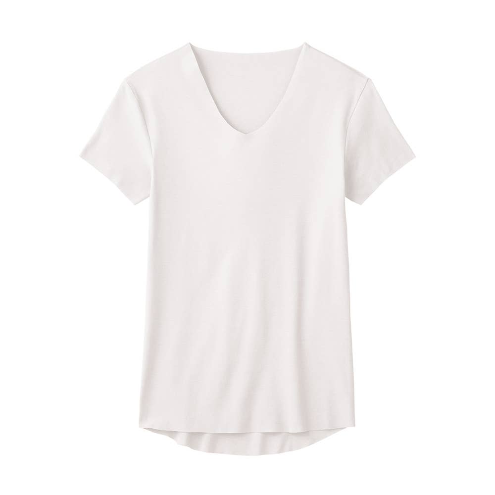 【NEXTRA WARM】半袖Vネックシャツ（V首） YVE015A ホワイト