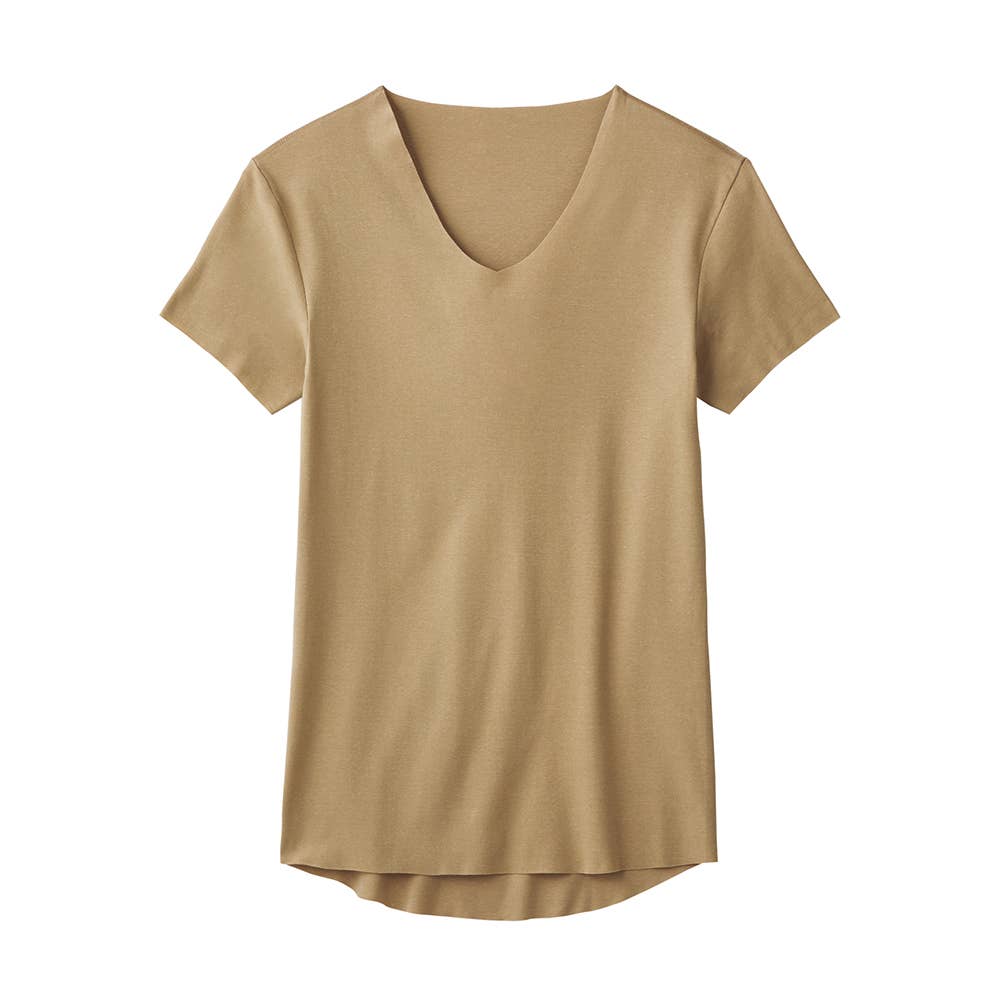 【NEXTRA WARM】半袖Vネックシャツ（V首） YVE015A クリアベージュ