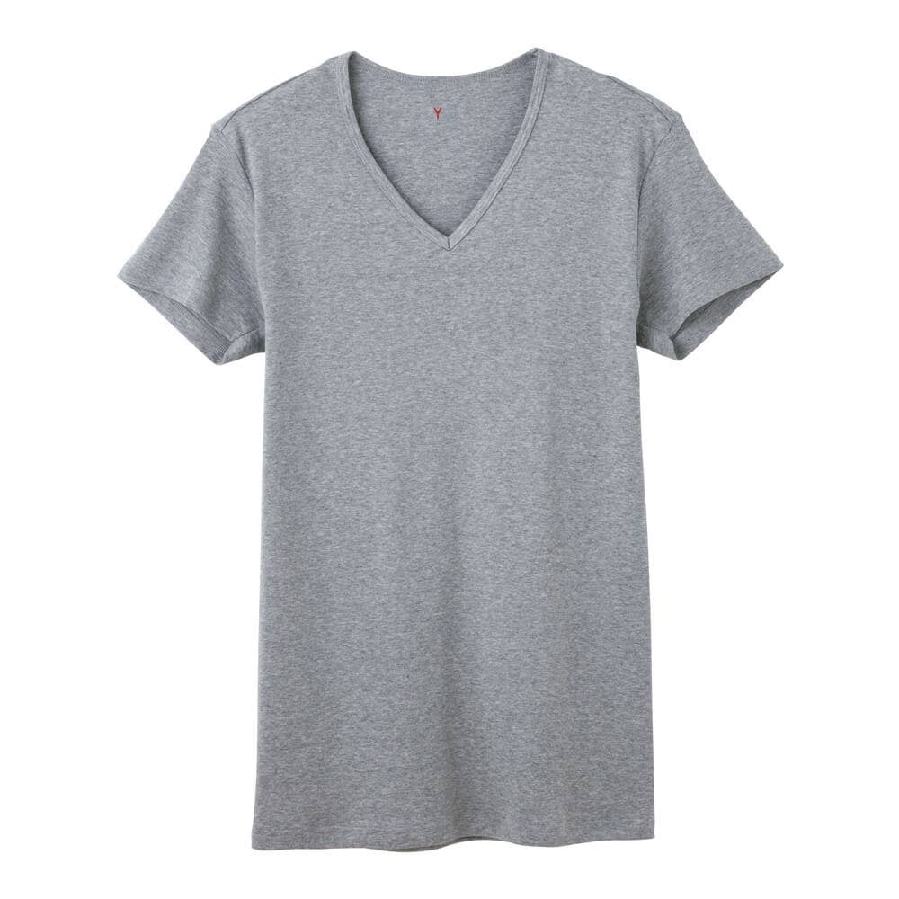 【綿100%】ＶネックＴシャツ(V首) YVP015A グレーモク