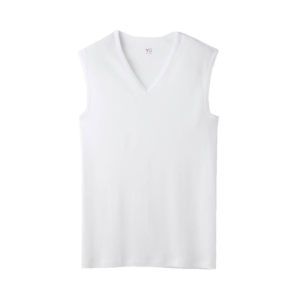 【綿100%】Ｖネックスリーブレスシャツ(V首) YVP018A ホワイト