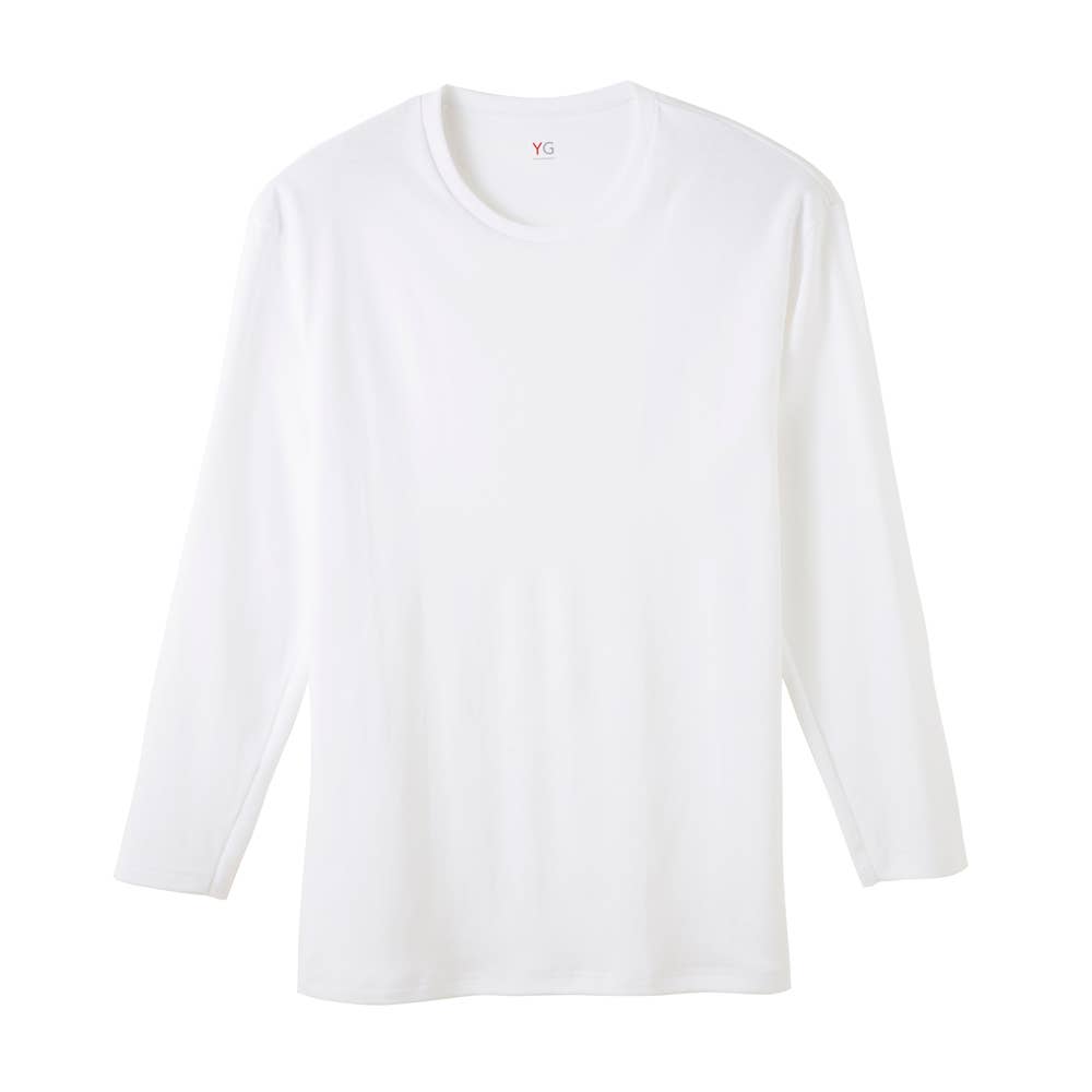 【ダブルホット】クルーネック９分袖シャツ YVW008A ホワイト