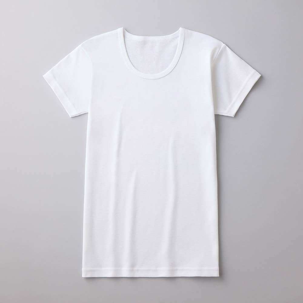 【綿100%】半袖丸首シャツ(100~140cm) ZX850EC ホワイト