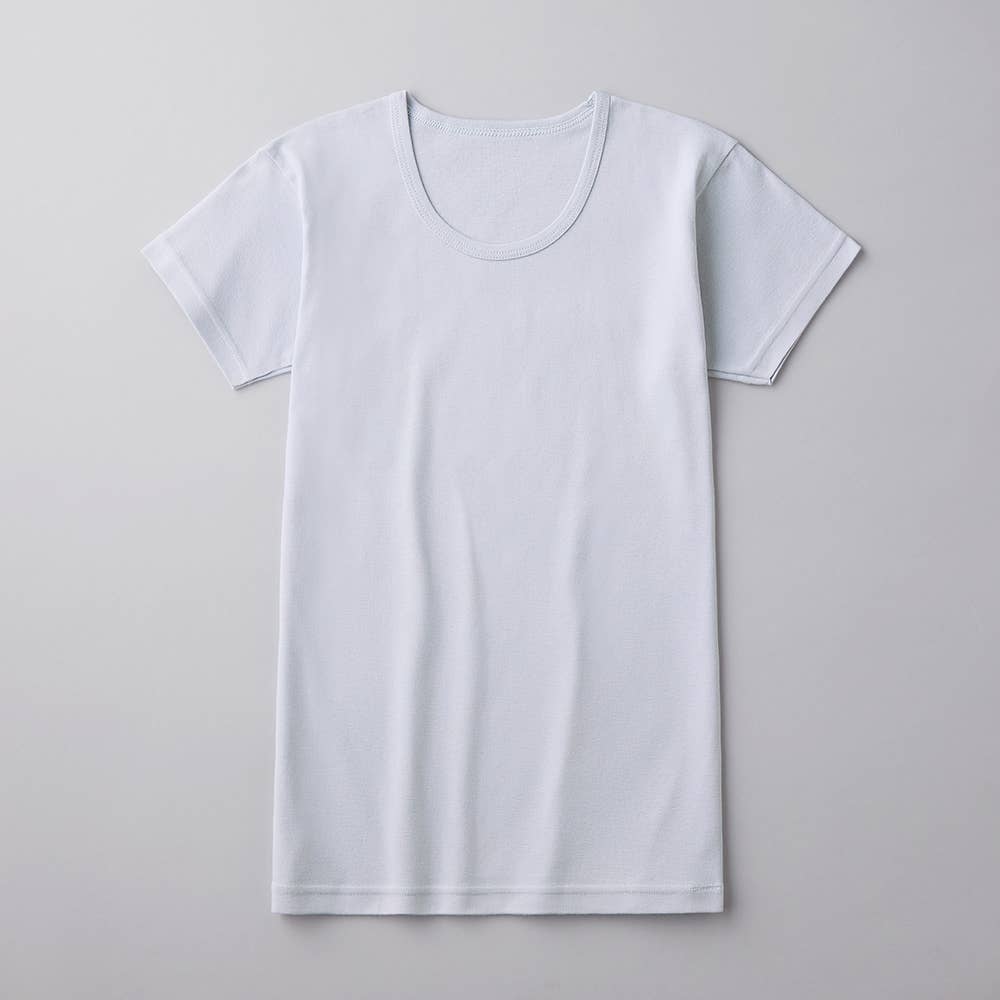 【綿100%】半袖丸首シャツ(100~140cm) ZX850EC サックス