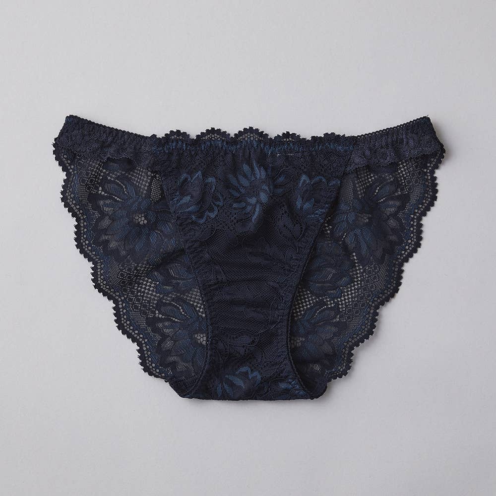 【ふわっと盛れる】総レースハーフショーツ【SALE】 JS1058EC ダークブルー