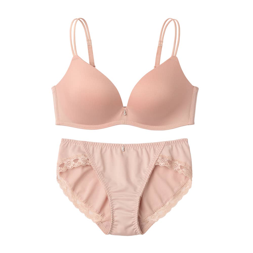 【谷間盛】ノンワイヤーブラジャー&ハーフショーツ JW6000P ピンクベージュ