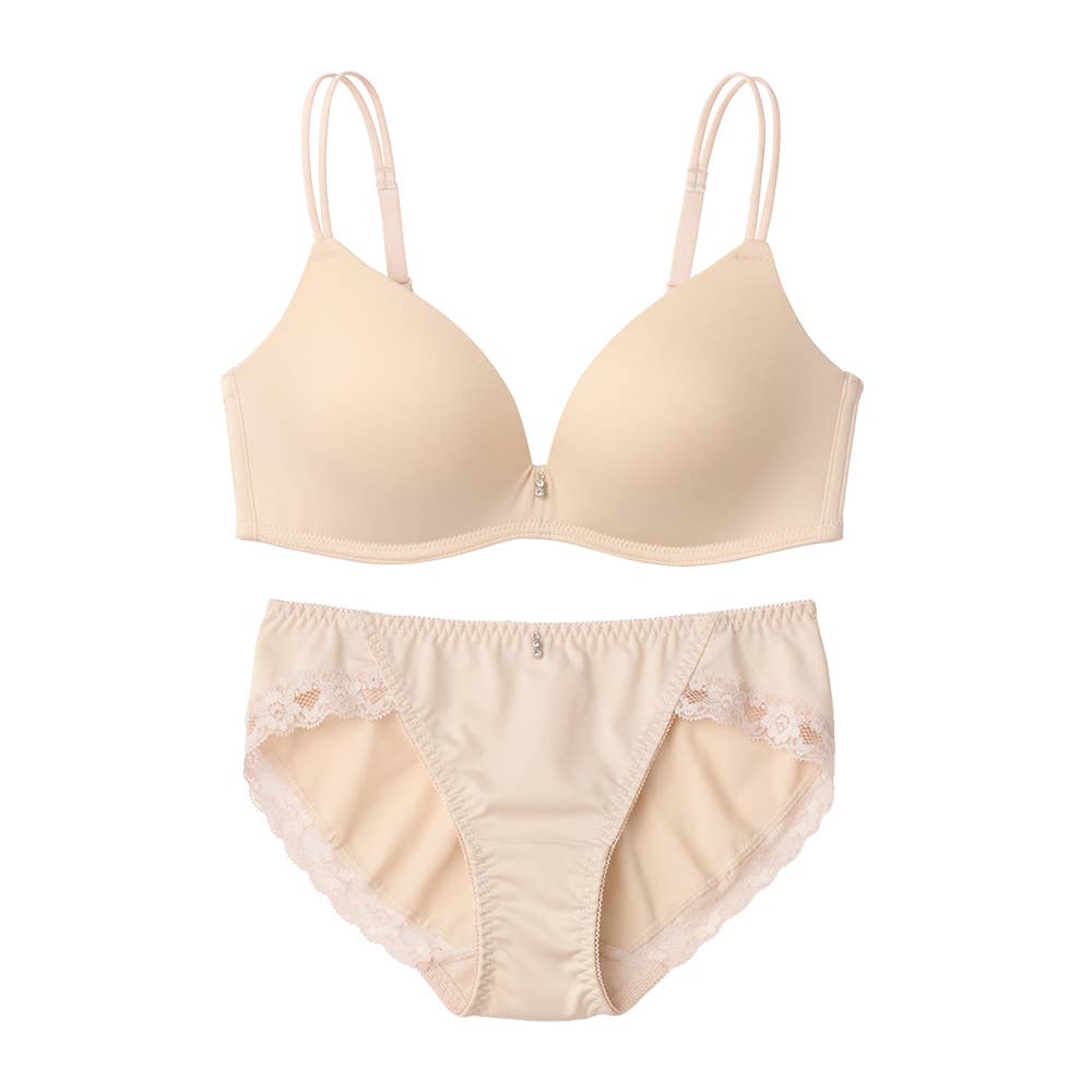 【谷間盛】ノンワイヤーブラジャー&ハーフショーツ JW6000P シェルホワイト